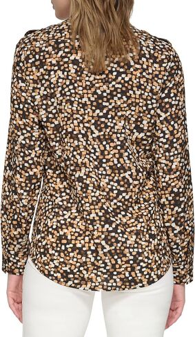Calvin Klein Women's Printed Roll Tab Sleeve Crew Neck in Saudi Arabia