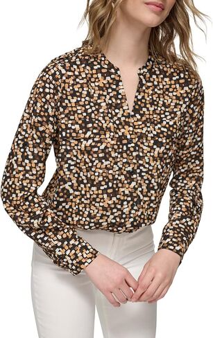 Calvin Klein Women's Printed Roll Tab Sleeve Crew Neck in Saudi Arabia