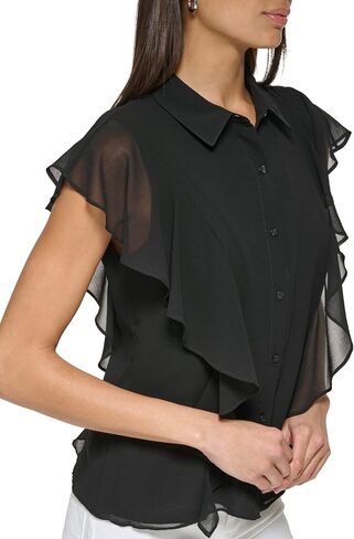 Calvin Klein Women's Sleevless Ruffle Blouse in Saudi Arabia