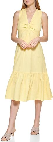 Calvin Klein Women's Relax Sleeveless V-Neck with Side Pleated Ruffle in Saudi Arabia