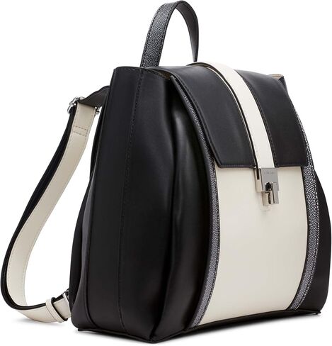 Calvin Klein Sahara Flap Turnlock Backpack, Black/Silver in Saudi Arabia