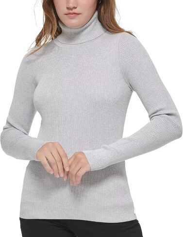 Calvin Klein Women's Everyday Lurex Ribbed Turtle Neck Long Sleeve in Saudi Arabia