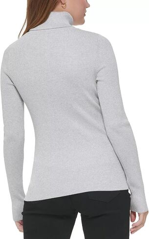 Calvin Klein Women's Everyday Lurex Ribbed Turtle Neck Long Sleeve in Saudi Arabia