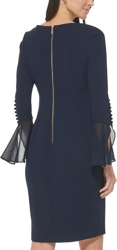 Calvin Klein Chiffon Bell Sleeve Sheath Dress in Saudi Arabia