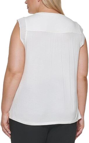 Calvin Klein Womens Plus Pleated Ruffled Sleeve Blouse in Saudi Arabia