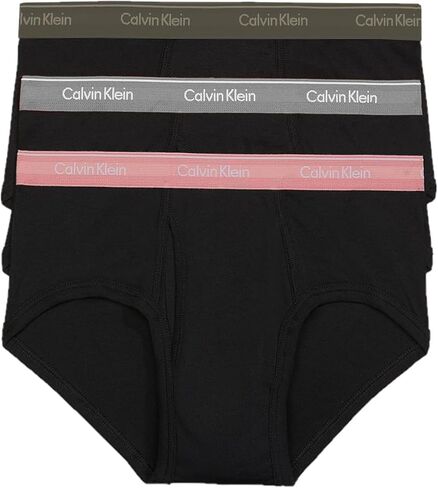 Calvin Klein Men's Cotton Classics 3-Pack Brief (Medium, Black w/Dark Olive/Dusty Pink/Medium Grey WBS) in Saudi Arabia