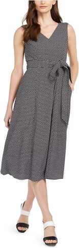 Calvin Klein Women's Plus Size Sleeveless V Neck Midi Dress with Self Sash Waist in Saudi Arabia