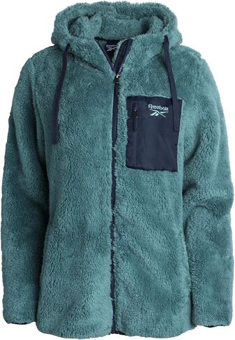 Reebok Women's Fleece Sweatshirt Jacket - Full Zip Sherpa Fur Hooded Jacket - Lightweight Teddy Coat for Women (S-XL) in Kuwait