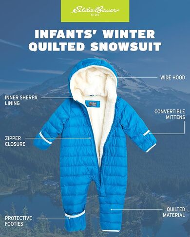 بدلة الثلج للأطفال الرضع من Eddie Bauer - بدلة مبطنة ثقيلة الوزن - ملابس خارجية بذلة للأطفال الأولاد والبنات، 0-24 شهرًا in Kuwait