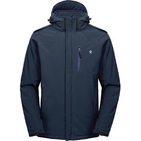 Little Donkey Andy Men's Warm Sherpa Lined Winter Softshell Jacket Windproof Mountain Ski Snow Coat with Removable Hood