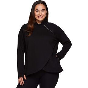 RBX Active Women's Plus Size Mock Neck Long Sleeve Fleece Pullover Sweatshirt in Saudi Arabia