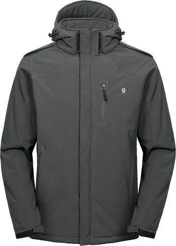Little Donkey Andy Men's Warm Sherpa Lined Winter Softshell Jacket Windproof Mountain Ski Snow Coat with Removable Hood in Saudi Arabia