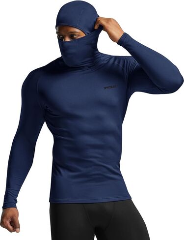 TSLA Men's Thermal Compression Shirts Hoodie with Mask, Long Sleeve Winter Sports Base Layer Top, Active Running Shirt in Saudi Arabia