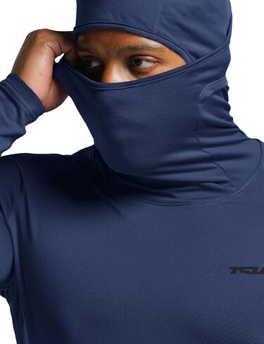 TSLA Men's Thermal Compression Shirts Hoodie with Mask, Long Sleeve Winter Sports Base Layer Top, Active Running Shirt in Saudi Arabia