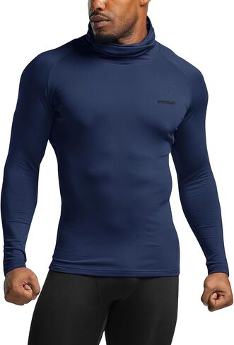 TSLA Men's Thermal Compression Shirts Hoodie with Mask, Long Sleeve Winter Sports Base Layer Top, Active Running Shirt in Saudi Arabia