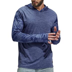MIER Men's UPF 50+ Sun Protection Hoodie Long Sleeve SPF Fishing Hiking Running Thumbhole Shirts Hooded Quick Dry Lightweight