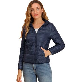 Allegra K Women's Puffer Jacket Packable Long Sleeve Zip Up Hooded Winter Lightweight Overcoat in Saudi Arabia
