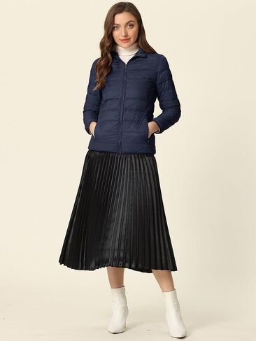 Allegra K Women's Puffer Jacket Packable Long Sleeve Zip Up Hooded Winter Lightweight Overcoat in Saudi Arabia