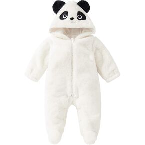 pureborn Newborn Baby Fleece Footed Jumpsuit Hooded Pramsuit Winter Snowsuit for Infant Boys Girls 0-12 Months
