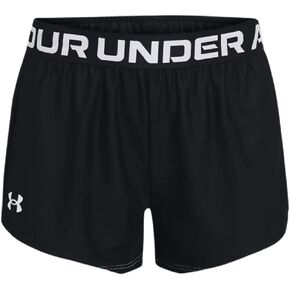 Under Armour Girls' Play Up Solid Workout Gym Shorts (Black/White, X-Small)