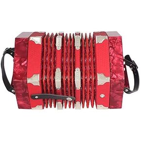 Btuty Concertina Accordion 20-Button 40-Reed Anglo Style with Carrying Bag (Red)