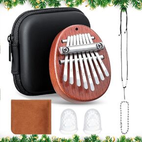 Konohan 7 Pieces 8 Keys Mini Kalimba Piano Christmas Gift Set for Kids, Finger Thumb with Lanyard Chain, Protector and Cleaning Cloth Kids Adults Musical Beginners (Drop Style) in Kuwait