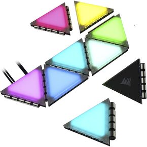 Corsair iCUE LC100 Case Accent Lighting Panels - Mini Triangle - 9X Tile Starter Kit (81 RGB LEDs with Light Diffusion, Simple Magnetic Attachment, iCUE Lighting Node PRO Included)