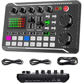 SINWE Podcast Microphone Bundle, BM-800 Condenser Mic with Live Sound Card Kit, Podcast Equipment Bundle with Voice Changer and Mixer Functions for PC Smartphone Studio Recording & Broadcasting