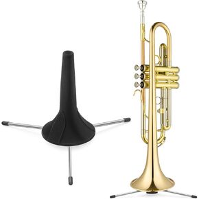 حامل البوق Flexzion In Bell Trumpet Stand حامل البوق المحمول حامل ثلاثي القوائم مدمج وقابل للطي من الفولاذ 3 أرجل بوق أسود وحامل Flugelhorn، على مستوى الأرضية مع مقصورة ربط للتخزين الذاتي ومنصات شعر in Kuwait