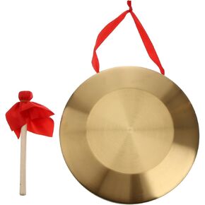 Vaguelly 1 Set of Brass Instruments - 22CM Copper Opera Gong Hand Gong with Wooden Mallet and Red Hanging Ribbon