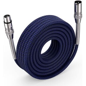 XLR Cable 50ft, Ciwoda Multi-Color Heavy Duty Nylon Braided XLR Male to Female, Microphone Cable 3 Pin Balanced XLR Cable Compatible with Speakers, Microphones, Stage Lighting and More - Blue in Kuwait