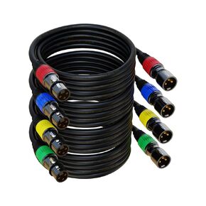 كابلات AuxLink XLR، كابل ميكروفون XLR بطول 25 قدم 6 حزم، كابل مكبر صوت XLR مطلي بالذهب 3 دبابيس ذكر إلى أنثى كابل ميكروفون متوازن