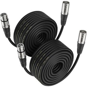 XLR Cables 75ft 2-Packs - Standard Balanced XLR Microphone Cable with 3-Pin XLR Male to Female Cables, Black in Kuwait