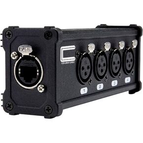 4 Channel 3-Pin XLR Female Adapter to Single Ethercon Cable -Compact Cat6 Multi Network Snake Receiver- For Live Stage, Home Studio Recording- XLR, AES, DMX Channels Over RJ45 Cat5/Cat6 Ethernet Cable