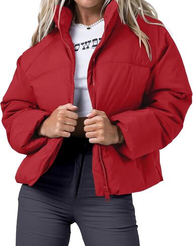 URMOSS Women's Winter Cropped Puffer Jacket 2023 Long Sleeve Lightweight Zip Short Jacket Coat with Pockets in Kuwait