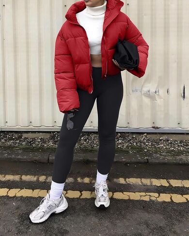 URMOSS Women's Winter Cropped Puffer Jacket 2023 Long Sleeve Lightweight Zip Short Jacket Coat with Pockets in Kuwait