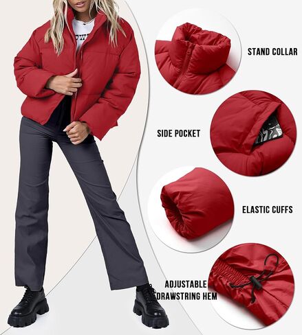 URMOSS Women's Winter Cropped Puffer Jacket 2023 Long Sleeve Lightweight Zip Short Jacket Coat with Pockets in Kuwait