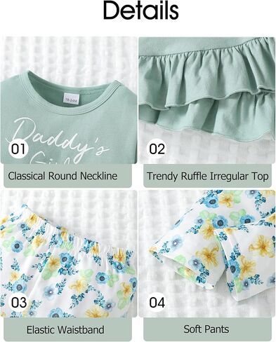 ملابس الفتيات الصغيرات من SUNNY PIGGY، ملابس مكشكشة للأطفال الرضع، ملابس الخريف والشتاء، مجموعة سراويل واسعة in Kuwait