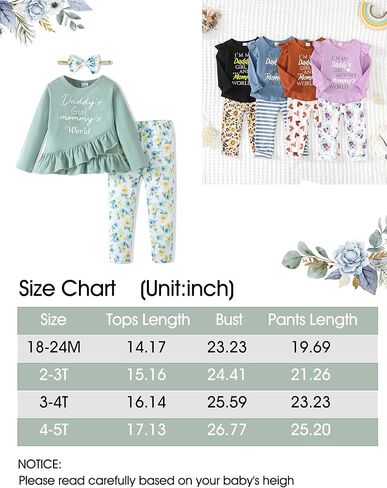 ملابس الفتيات الصغيرات من SUNNY PIGGY، ملابس مكشكشة للأطفال الرضع، ملابس الخريف والشتاء، مجموعة سراويل واسعة in Kuwait