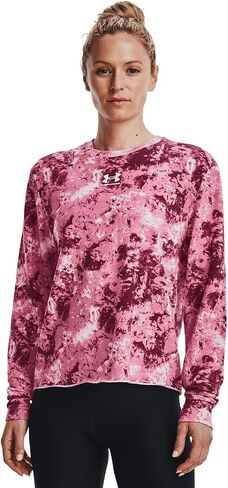 Under Armour - Womens Rival Terry Print Crew Long-Sleeve T-Shirt in Kuwait