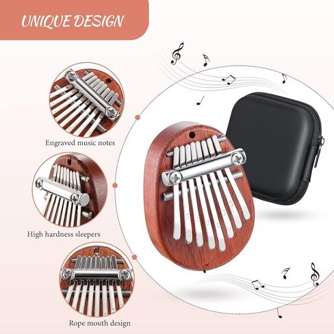 كونوهان 7 قطع 8 مفاتيح ميني كاليمبا بيانو مجموعة هدايا عيد الميلاد للأطفال، إبهام الإصبع مع سلسلة حبل، واقي وقماش تنظيف للأطفال البالغين المبتدئين الموسيقيين (نمط قطرة) in Kuwait