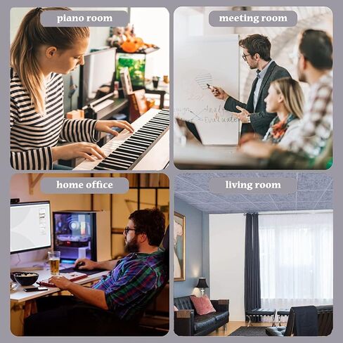 لوحات Deecam الصوتية 12 حزمة 12 بوصة × 12 بوصة × 0.4 بوصة لوحات عازلة للصوت عالية الكثافة، رغوة عازلة للضوضاء مقاومة للهب تمتص الضوضاء والأصداء في الداخل، ديكور الغرفة، أسود in Kuwait