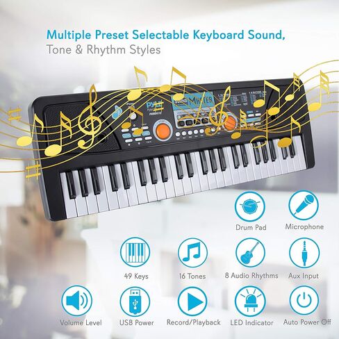 PYLE-PRO Electric Keyboard Piano for Kids-Portable 49 Key Electronic Musical Karaoke Keyboard, Learning Keyboard for Children w/Drum Pad, Recording, Microphone, Built-in Speaker-PKBRD4911PK (Pink) in Saudi Arabia