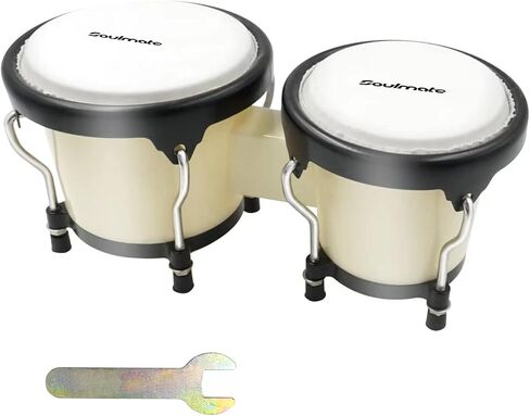 Soulmate Bongo Drums 6 "و 7" Bongos للمبتدئين البالغين والأطفال، أداة قرع خشبية محترفة مع مفتاح ضبط، أحمر نبيذي in Saudi Arabia