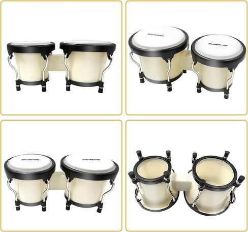 Soulmate Bongo Drums 6 "و 7" Bongos للمبتدئين البالغين والأطفال، أداة قرع خشبية محترفة مع مفتاح ضبط، أحمر نبيذي in Saudi Arabia