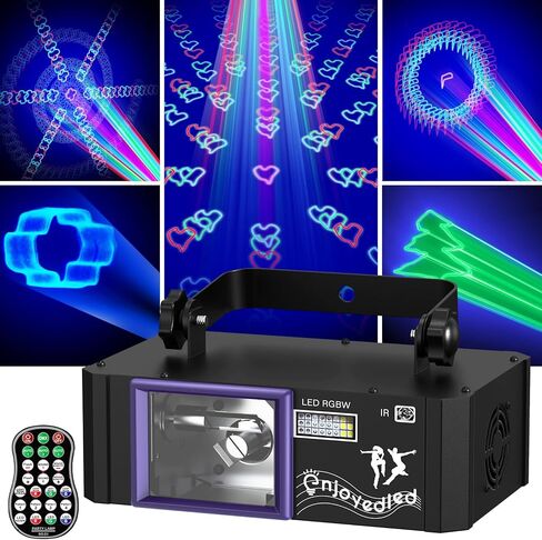 استمتع بأضواء الحفلات الليزرية DJ - ضوء الليزر المسح الضوئي للديسكو ثلاثي الأبعاد بالألوان الكاملة مع تنشيط الصوت والتحكم DMX - مثالي للحفلات والنادي والحفلات الموسيقية وأعياد الميلاد وحفلات الزفاف in Kuwait