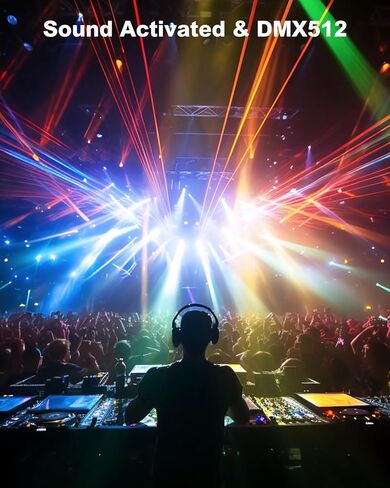 استمتع بأضواء الحفلات الليزرية DJ - ضوء الليزر المسح الضوئي للديسكو ثلاثي الأبعاد بالألوان الكاملة مع تنشيط الصوت والتحكم DMX - مثالي للحفلات والنادي والحفلات الموسيقية وأعياد الميلاد وحفلات الزفاف in Kuwait