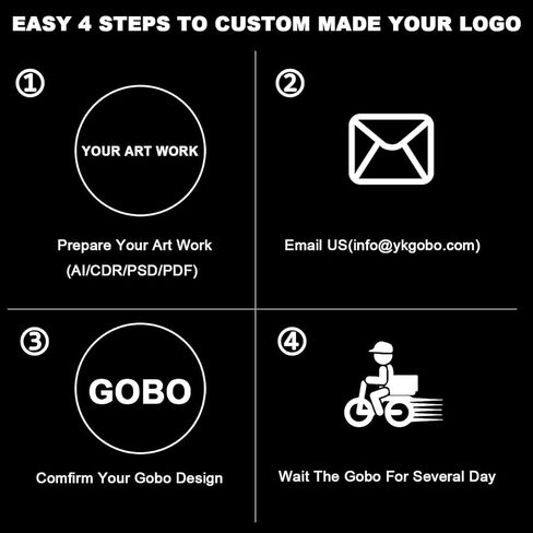 YKGOBO 30W LED Logo GOBO Projector Image Rotation IP65 Waterproof with Manual Zoom DJ Effect Light Custom Gobos for Hotel Car Wash Company Restaurant Store Wedding Advertising Outdoor Use in Kuwait