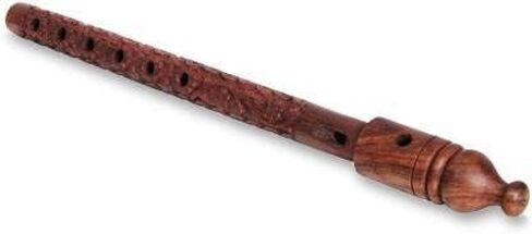 Earthly Home Handrafts الناي التقليدية نحت الخشب اليدوية لاعب Bansuri Lord Krishna آلة موسيقية هندية نظرة عتيقة، 16.5 بوصة in Kuwait