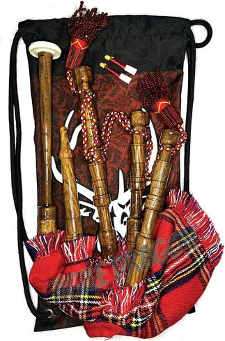 Mini Highland Scottish Bagpipes Rosewood irish Starter playable for beginner/baby kids junior Toy bagpipe Set 2reeds,Backpack (kids royal stewart) in Kuwait